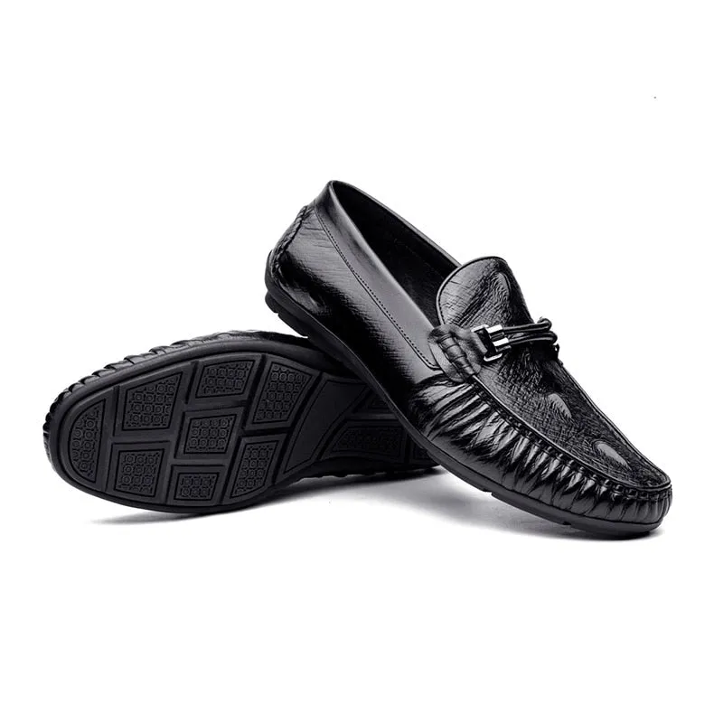 Luxury CrocTex Leather Brogue Loafers