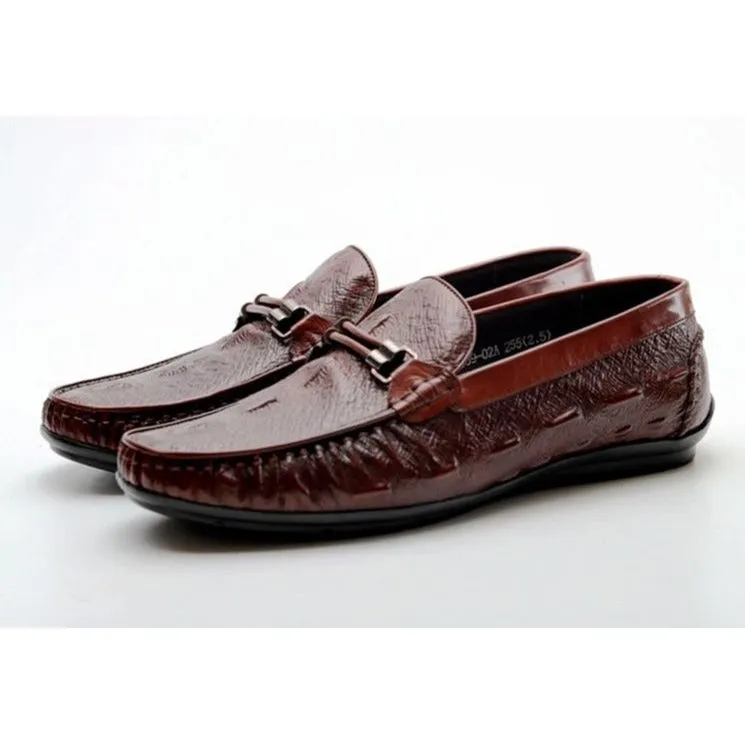 Luxury CrocTex Leather Brogue Loafers