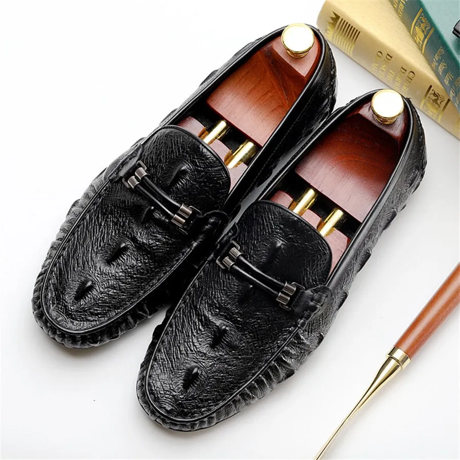 Luxury CrocTex Leather Brogue Loafers