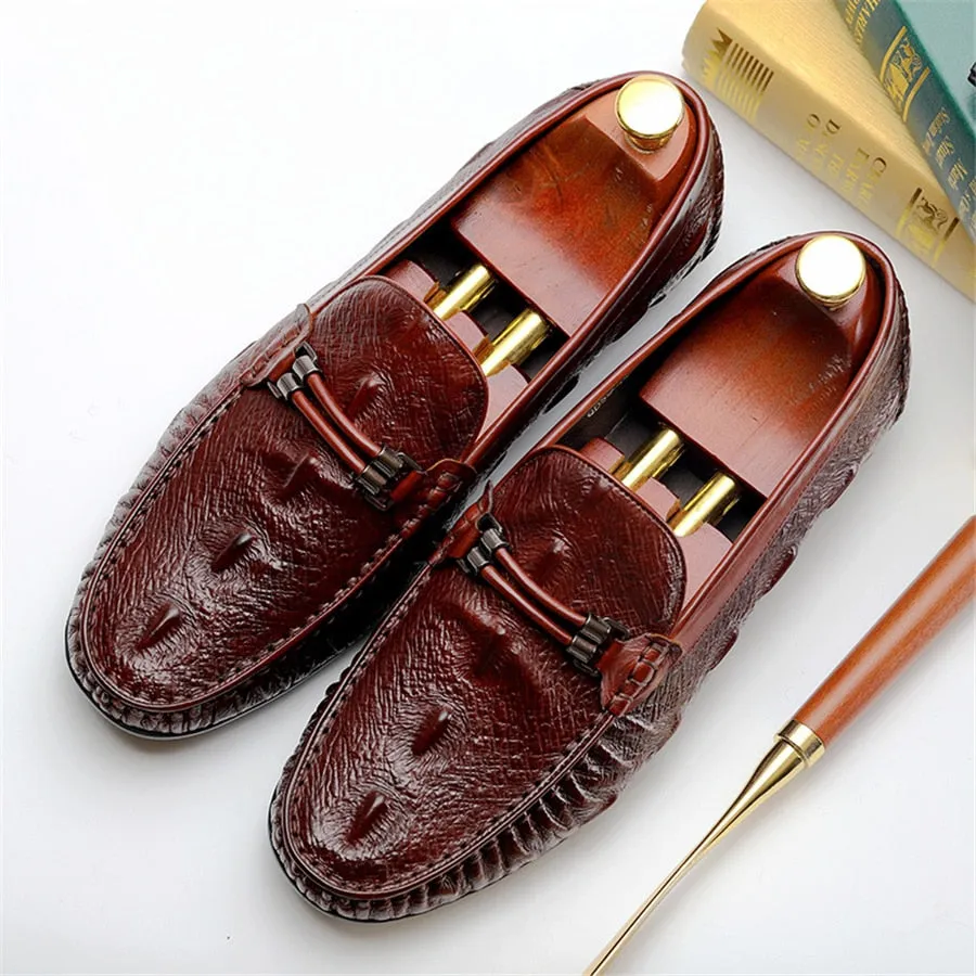 Luxury CrocTex Leather Brogue Loafers