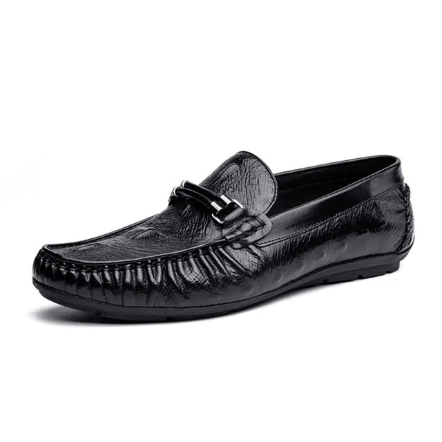 Luxury CrocTex Leather Brogue Loafers