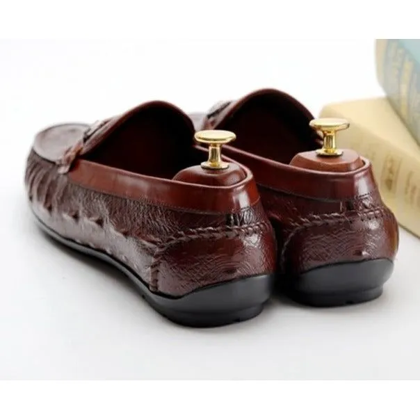Luxury CrocTex Leather Brogue Loafers