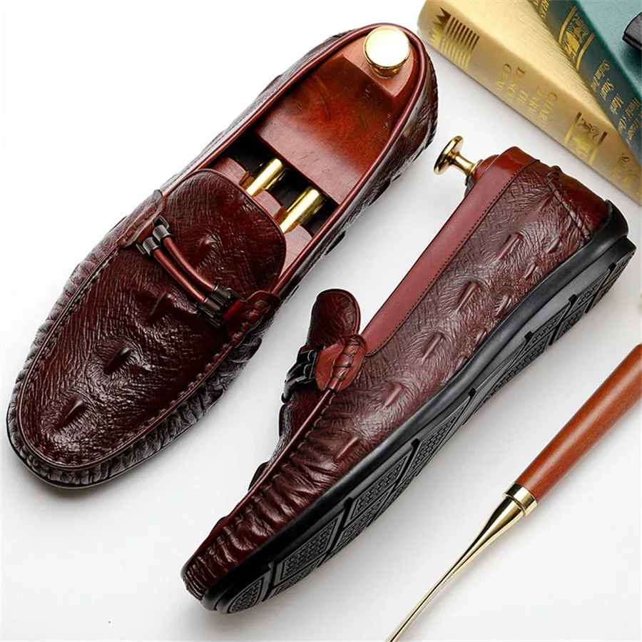 Luxury CrocTex Leather Brogue Loafers