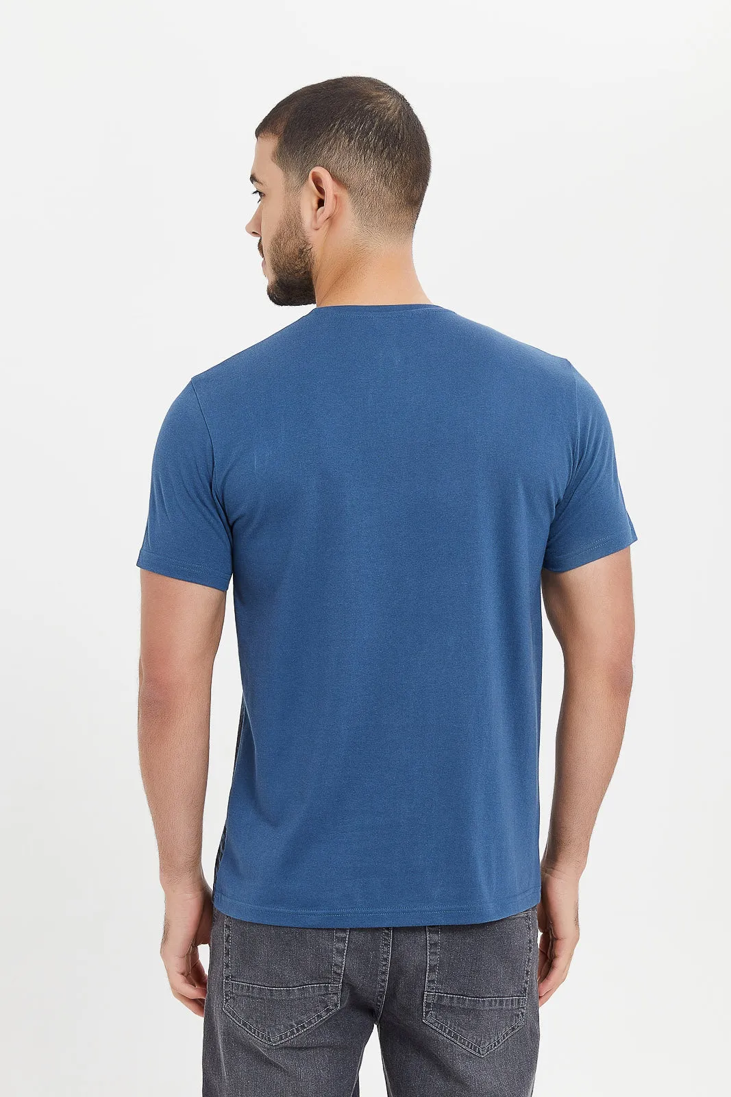Men Blue Printed T-Shirt