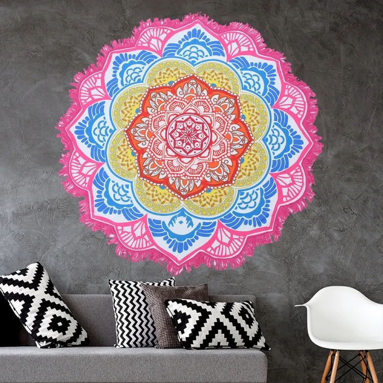 Microfiber Colorful Printed Tassel Lotus Summer Bath Towel Sand Beach Towel Shawl Scarf, Size: 150 x 150cm(Magenta Blue)