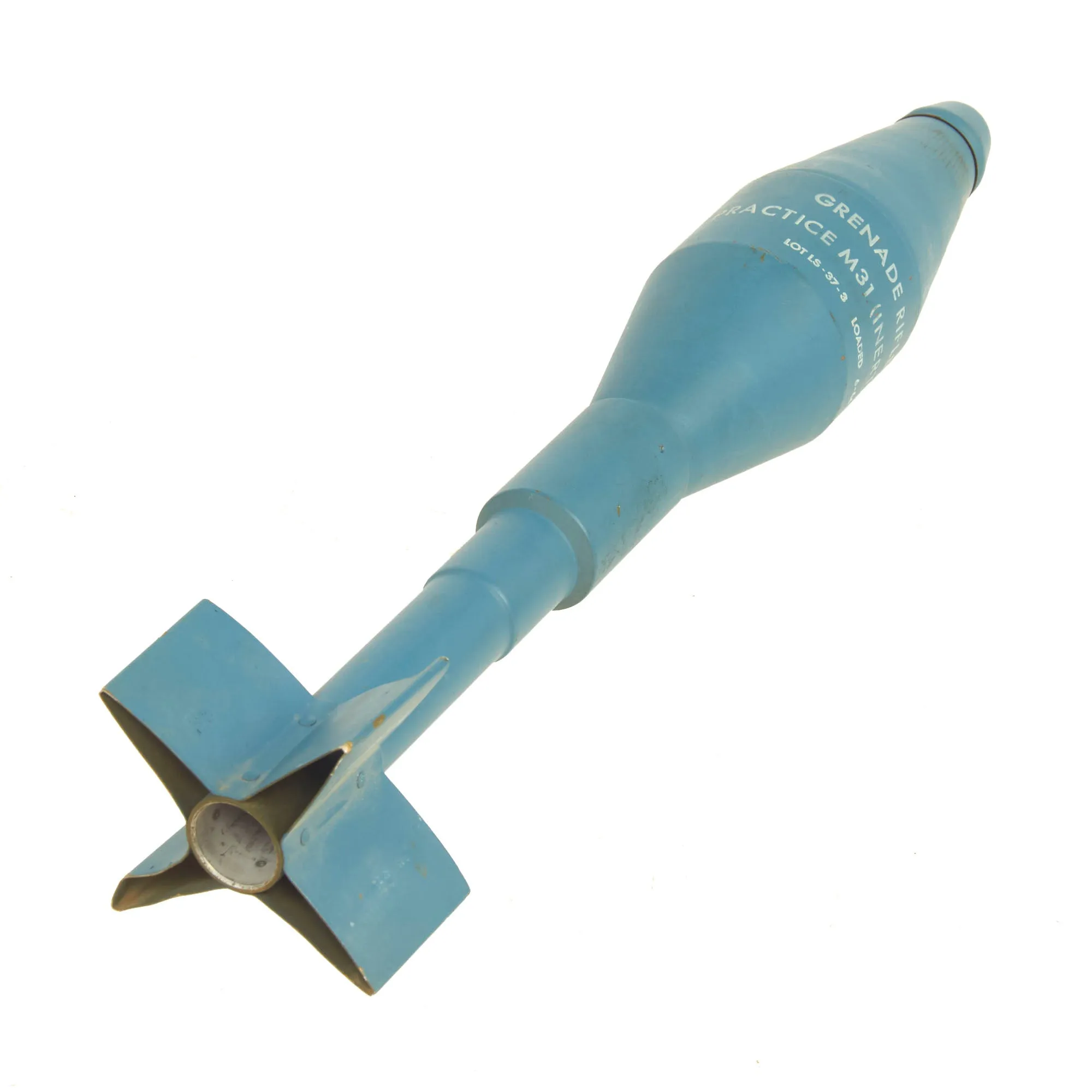 Original U.S. Korean/Vietnam War Inert M29 Practice Energa AT Rifle Grenade Trainer and Vietnam War Inert Practice M31 HEAT Anti-Armor Rifle Grenade Trainer - 2 Items