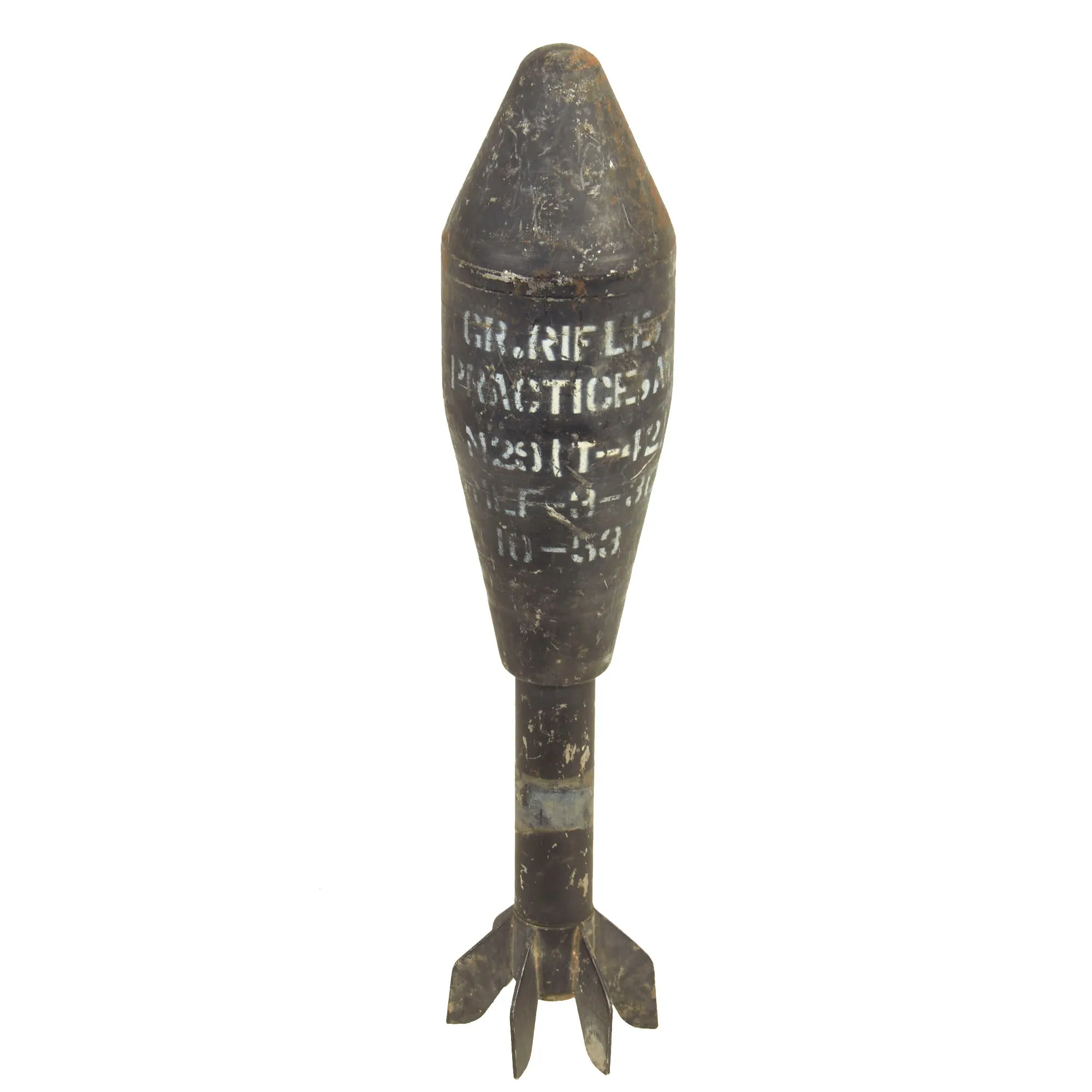Original U.S. Korean/Vietnam War Inert M29 Practice Energa AT Rifle Grenade Trainer and Vietnam War Inert Practice M31 HEAT Anti-Armor Rifle Grenade Trainer - 2 Items