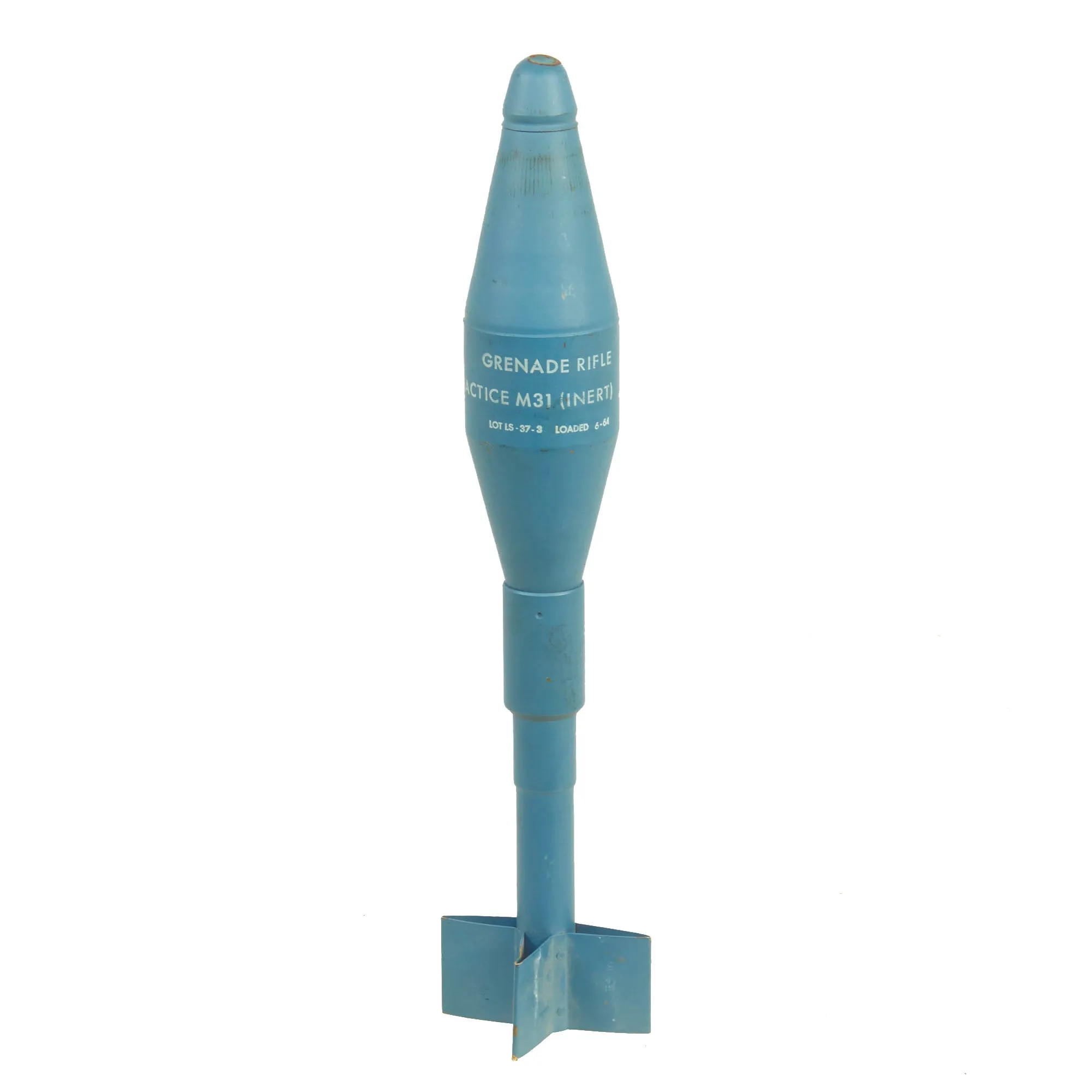 Original U.S. Korean/Vietnam War Inert M29 Practice Energa AT Rifle Grenade Trainer and Vietnam War Inert Practice M31 HEAT Anti-Armor Rifle Grenade Trainer - 2 Items