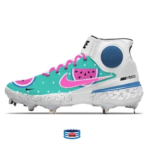 "Watermelon 1.0" Nike Alpha Huarache Elite 3 Mid Cleats by Stadium Custom Kicks