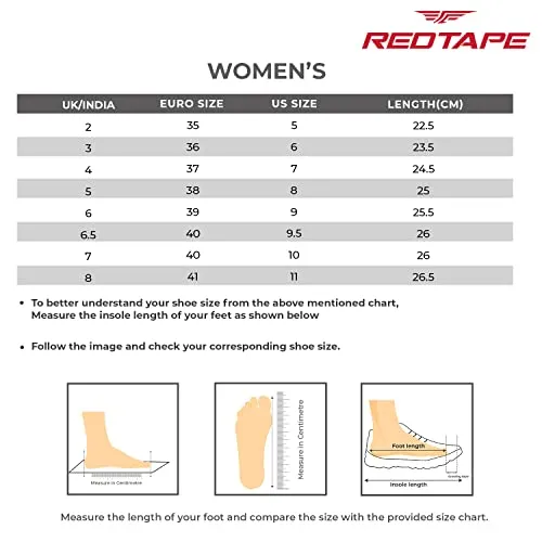 Red Tape Women's Casual Sneakers Shoes | Soft Cushioned Insole, Slip-Resistance, Dynamic Feet Support, Arch Support & Shock Absorption, Model RLL0075, White, UK6/US8
