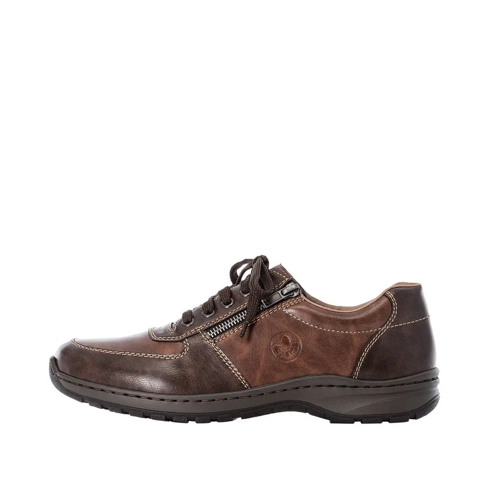 Rieker Mens Wide Fitting Brown Shoes Laced Comfort 03329-25