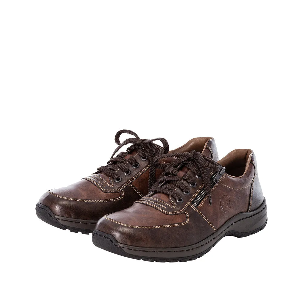 Rieker Mens Wide Fitting Brown Shoes Laced Comfort 03329-25