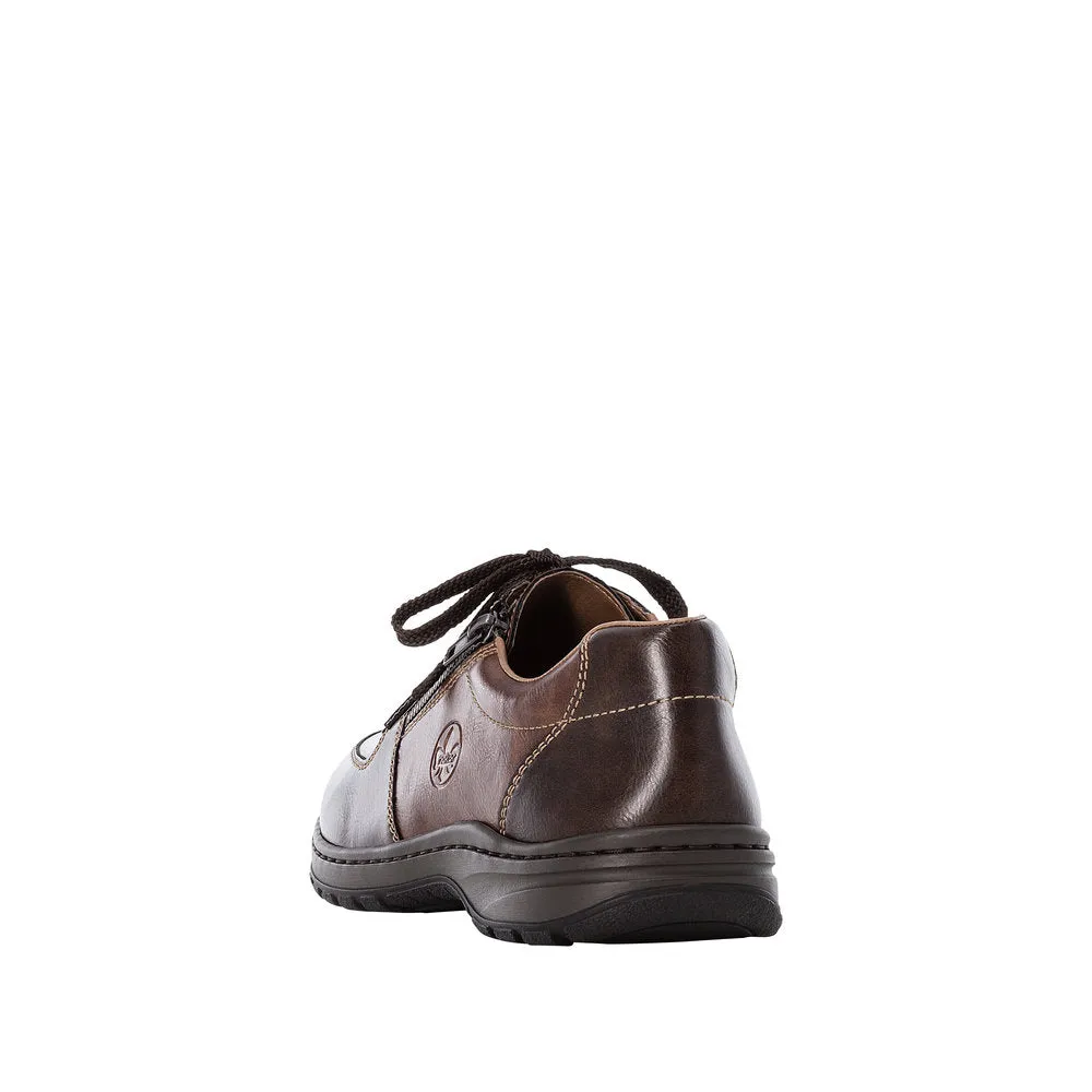 Rieker Mens Wide Fitting Brown Shoes Laced Comfort 03329-25