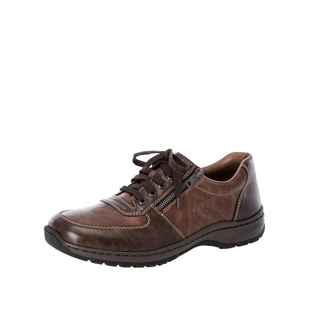 Rieker Mens Wide Fitting Brown Shoes Laced Comfort 03329-25