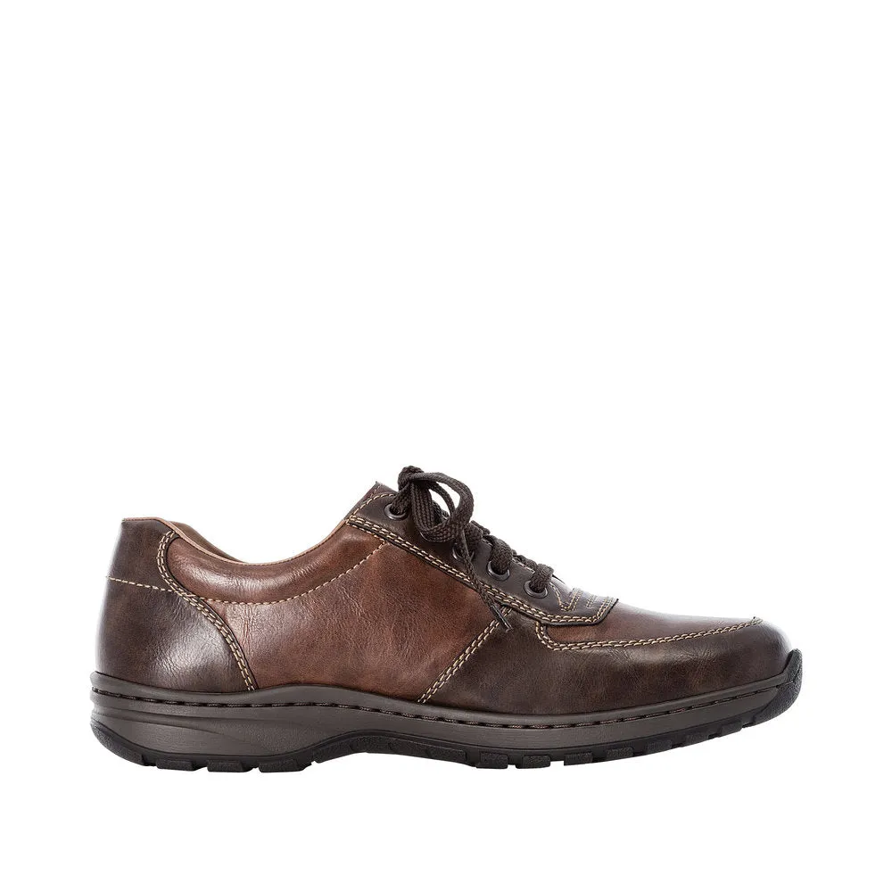 Rieker Mens Wide Fitting Brown Shoes Laced Comfort 03329-25