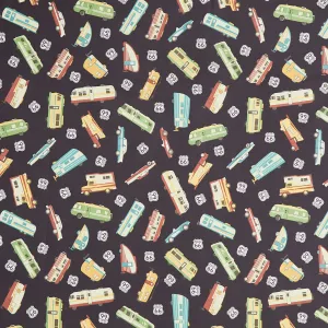 Route 66 - Cars and Campers Main Black Yardage