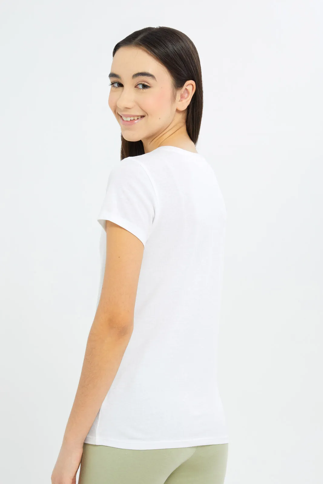 Senior Girls White Zebra Print T-Shirt