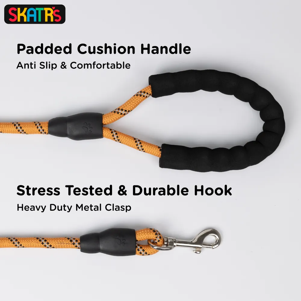 Skatrs Reflective Nylon Rope Leash for Dogs (Orange)