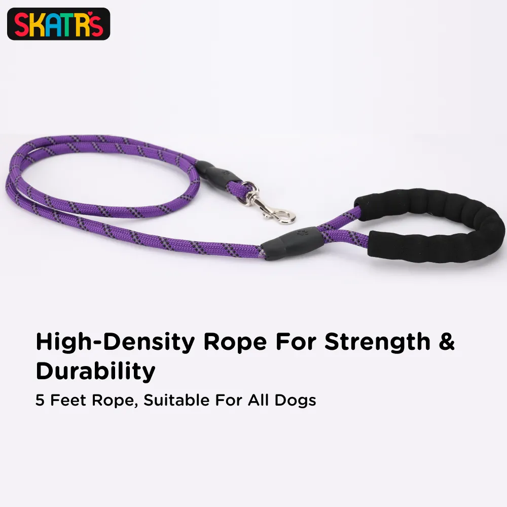 Skatrs Reflective Nylon Rope Leash for Dogs (Purple)
