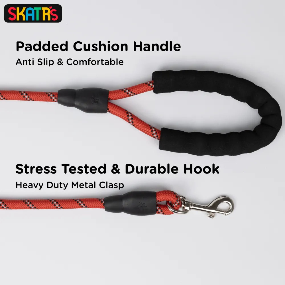 Skatrs Reflective Nylon Rope Leash for Dogs (Red)