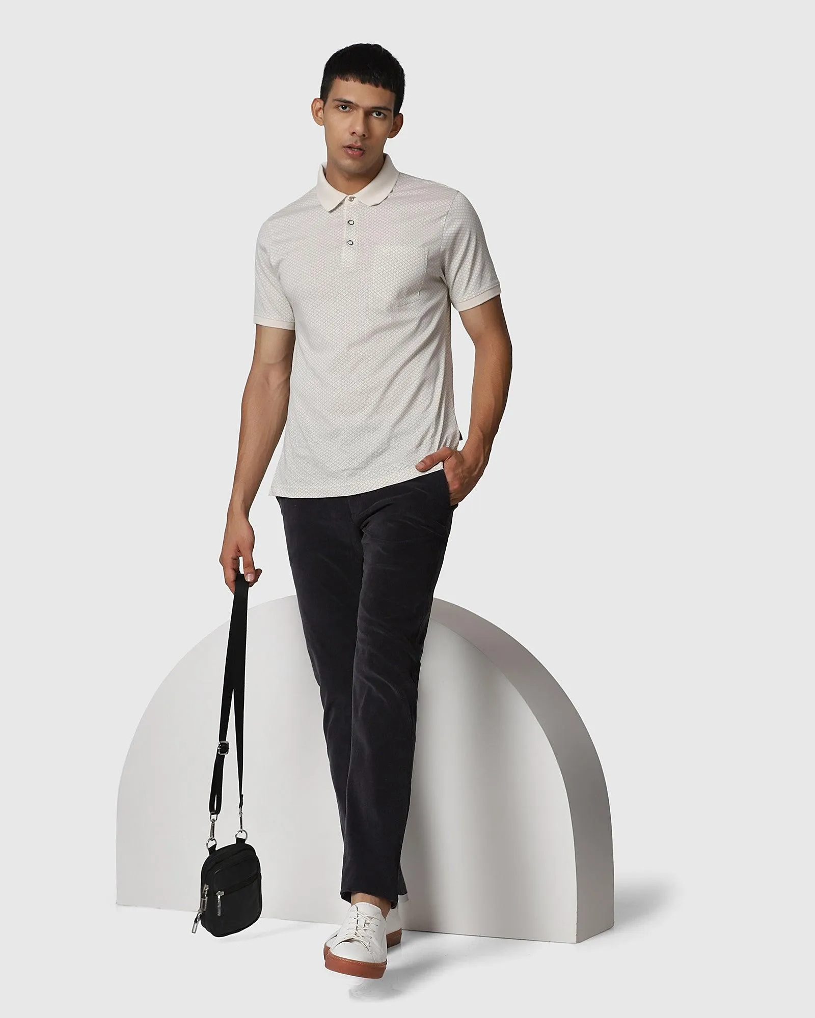 Slim Comfort B-95 Casual Charcoal Textured Khakis - Mag