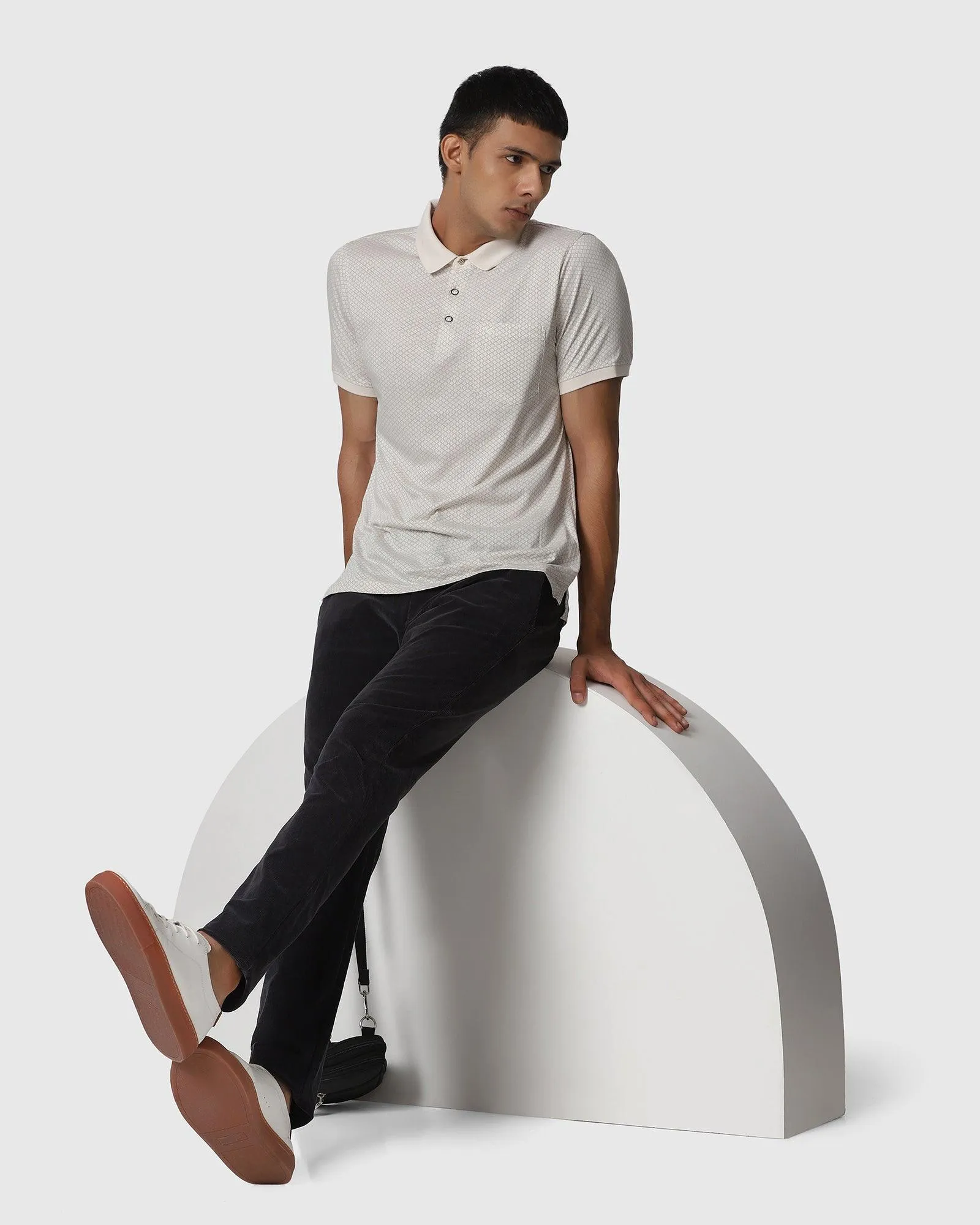 Slim Comfort B-95 Casual Charcoal Textured Khakis - Mag