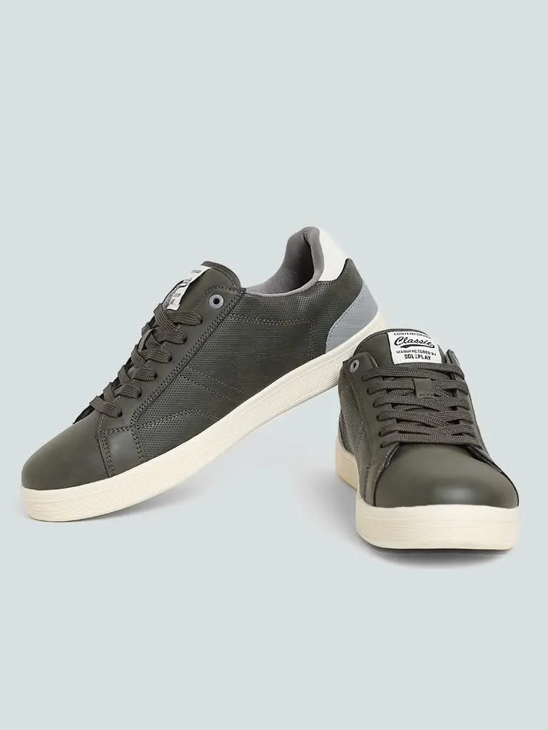 SOLEPLAY Forest Green Lace- up Casual Sneakers
