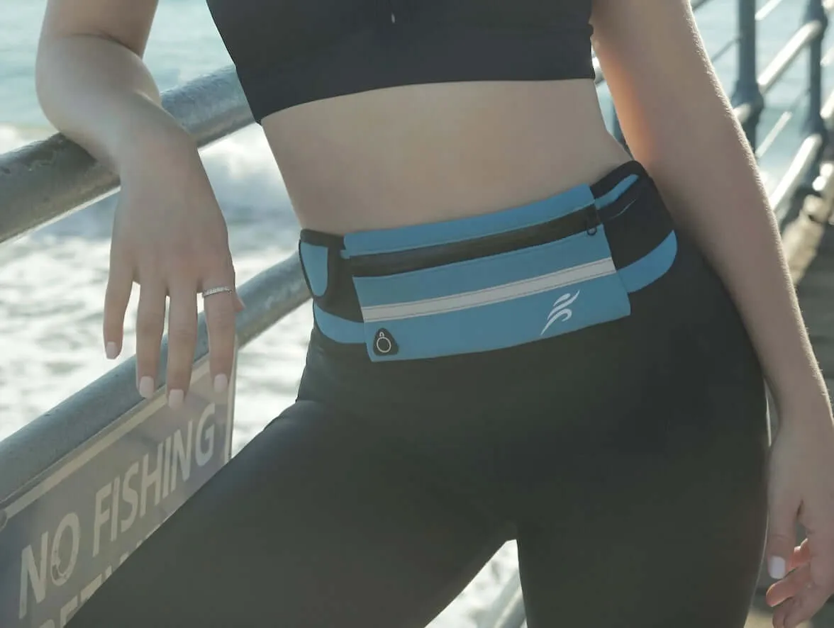 StashBandz Unisex Running Belt, Travel Money Belt, Fanny Pack, Waist Pack for Women and Men, 4 Big Security Pockets and Zipper, Fits All Size Phone, Passport, and More, Extra Wide Spandex Sports Bags