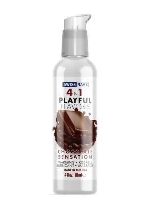 Swiss Navy 4 In 1 Flavored Lubricant 4oz - Chocolate Sensation