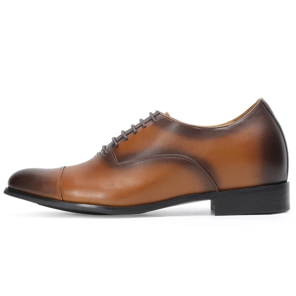 This item only ships to Europe -  - 7 CM / 2.76 Inches CMR CHAMARIPA Elegant Oxfords Elevator Dress Shoes Cow Leather Wedding Shoes