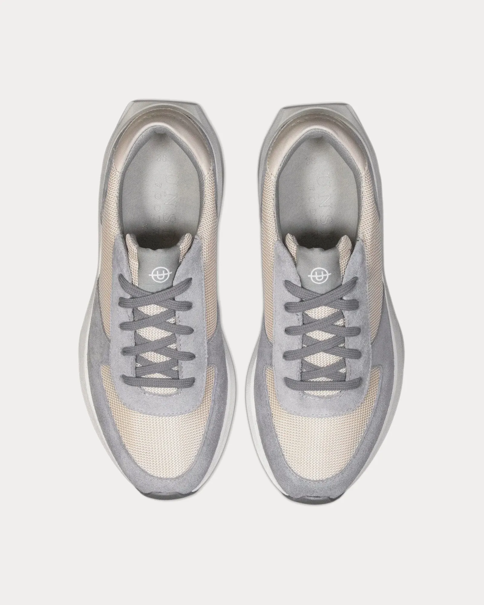 Trinity Leather & Suede Off White / Grey Low Top Sneakers