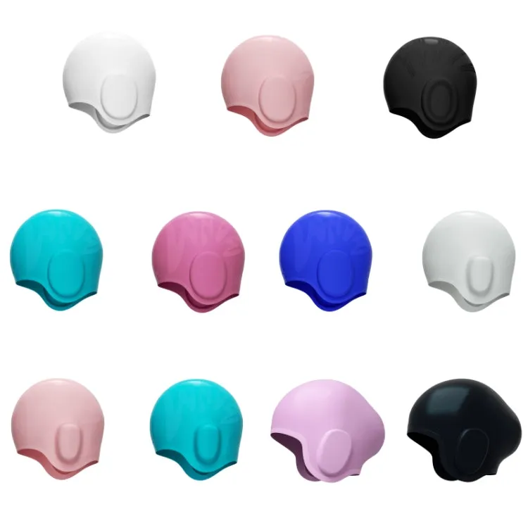 WAVE Waterproof Solid Color Ear Guard Silicone Swimming Cap, Color: Black