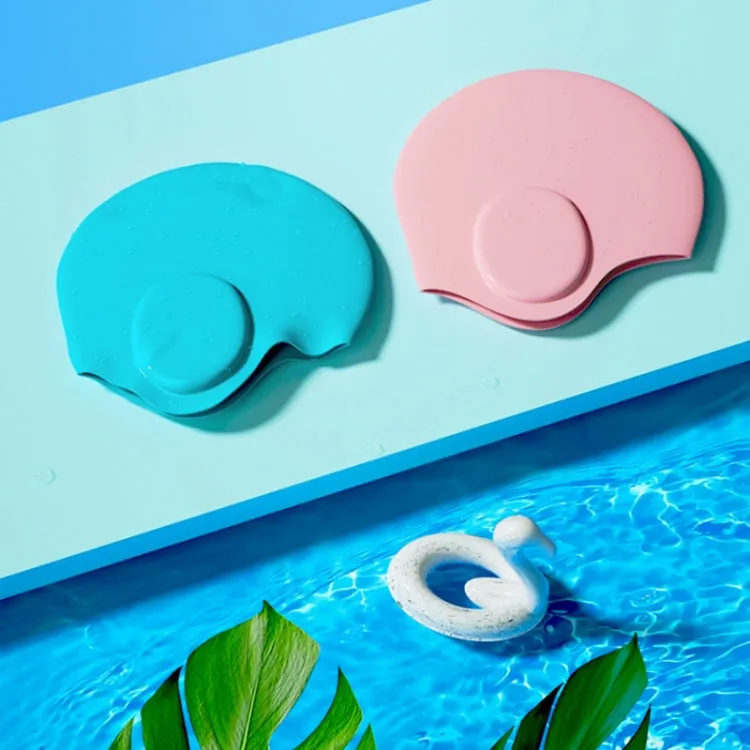 WAVE Waterproof Solid Color Ear Guard Silicone Swimming Cap, Color: Black