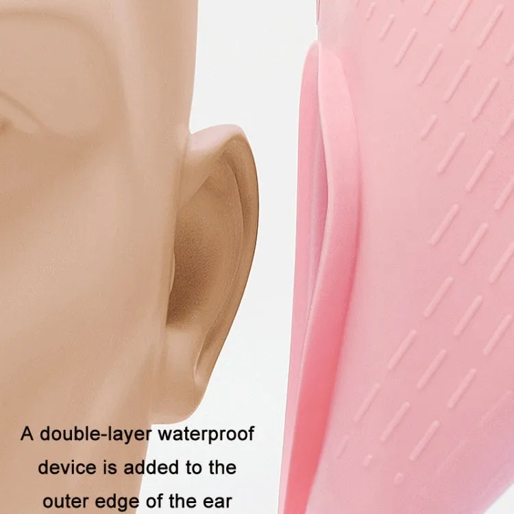 WAVE Waterproof Solid Color Ear Guard Silicone Swimming Cap, Color: Black