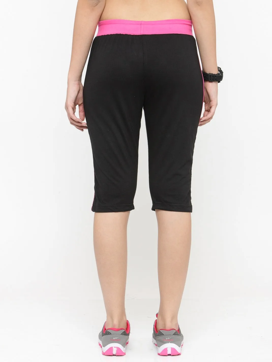 Women's Cotton Three Fourth Capri Shorts With Two Zippered Pockets