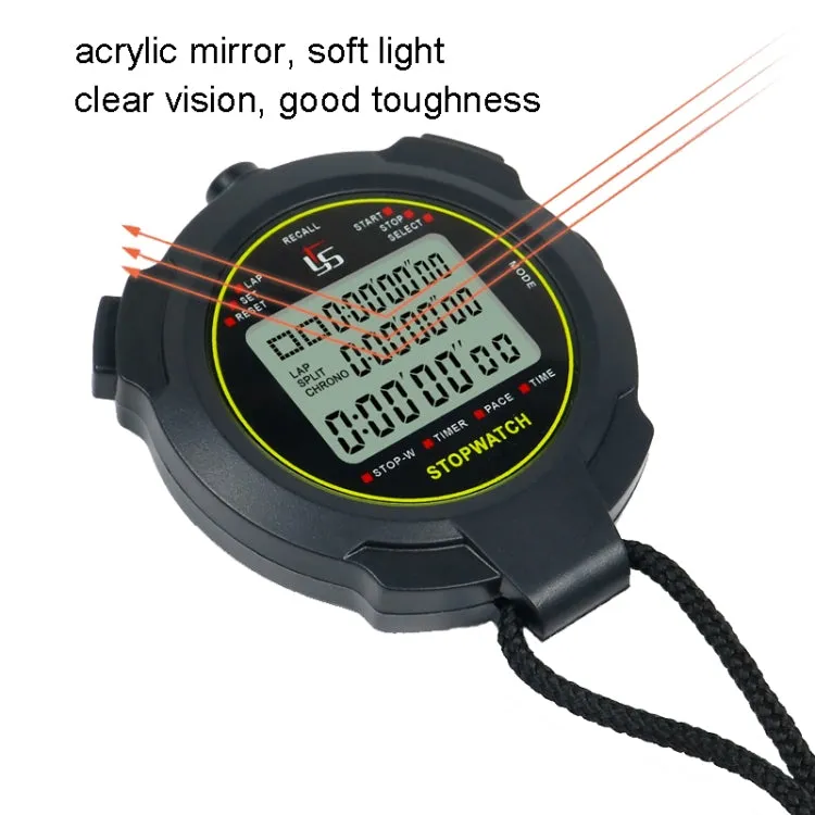 YS Stopwatch Timer Training Fitness Competition Stopwatch, Style: YS-730 30 Memories(Black)