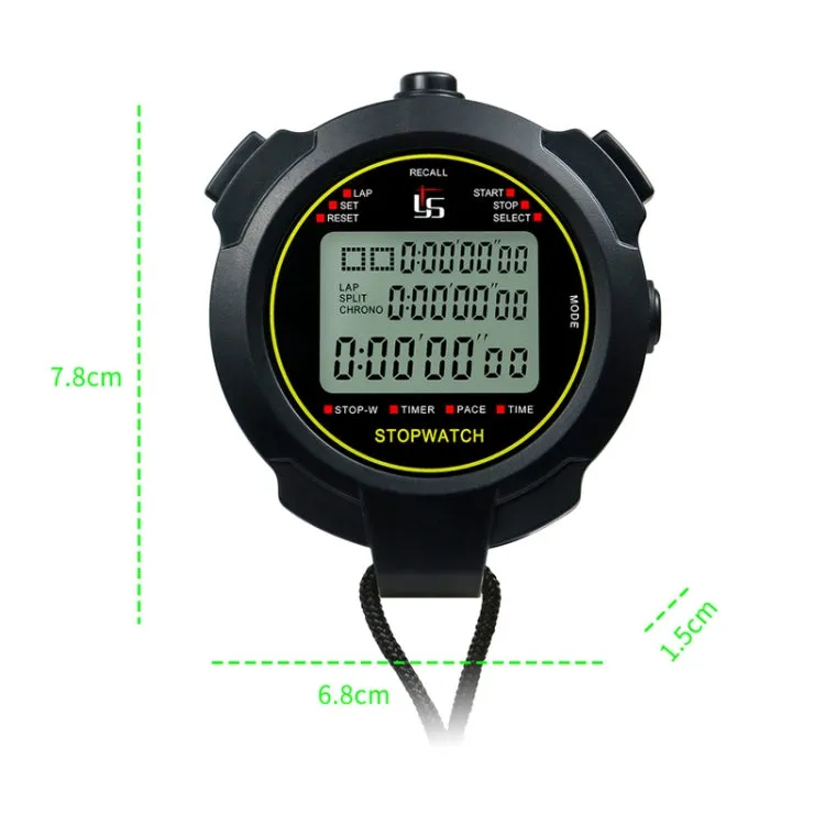 YS Stopwatch Timer Training Fitness Competition Stopwatch, Style: YS-730 30 Memories(Black)