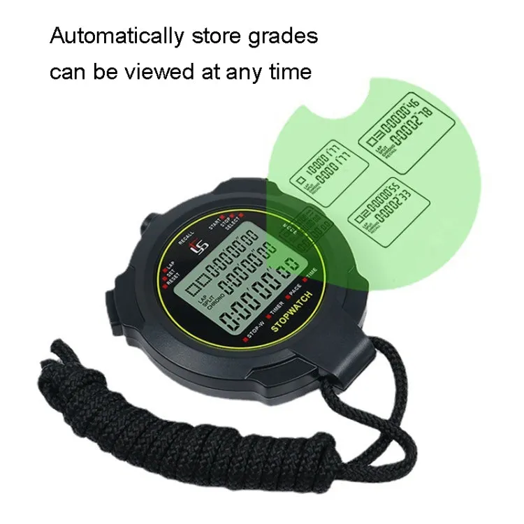 YS Stopwatch Timer Training Fitness Competition Stopwatch, Style: YS-730 30 Memories(Black)