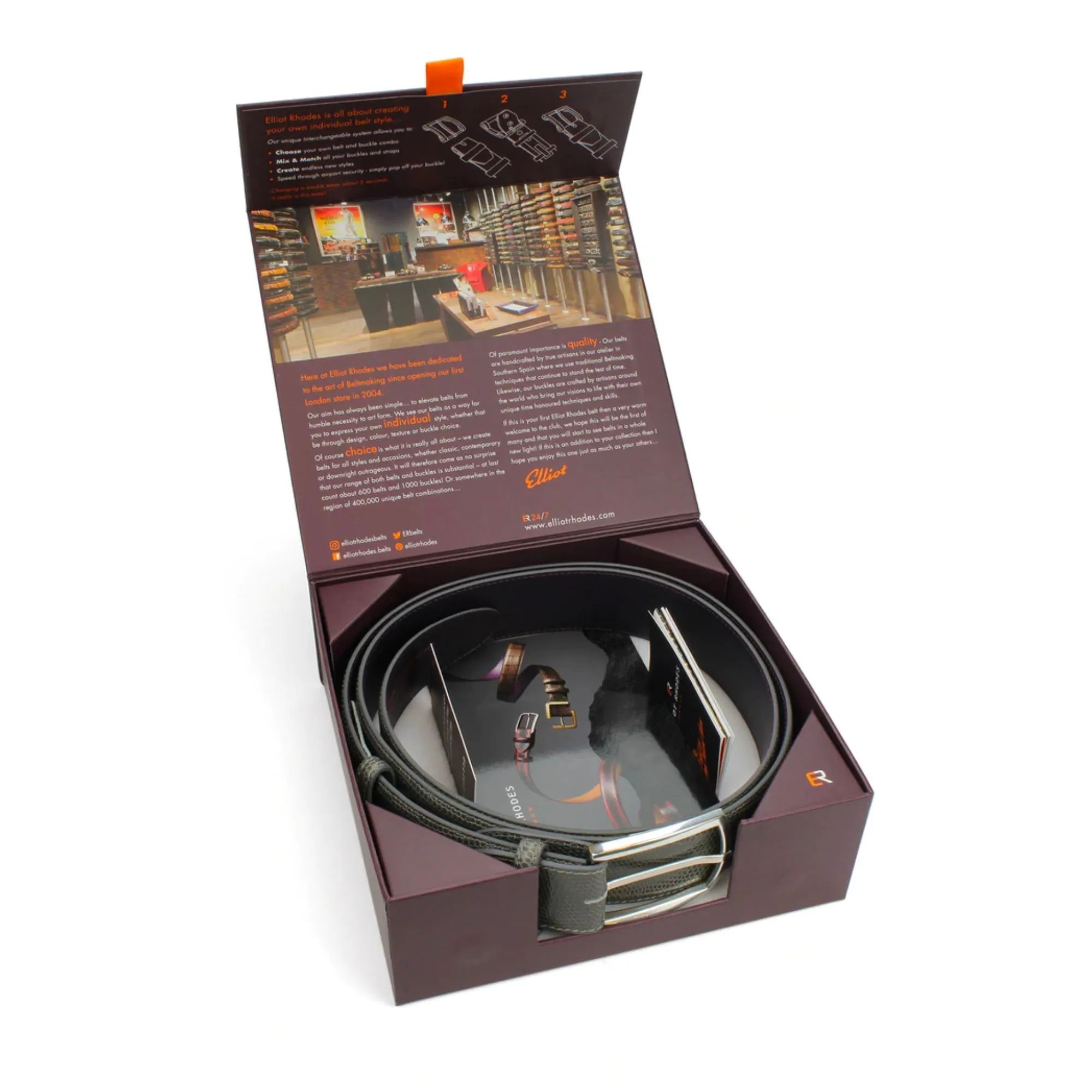 Zinnia orange mock croc tail prong belt